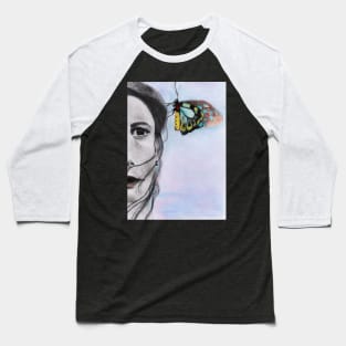 Girl with Butterfly Baseball T-Shirt